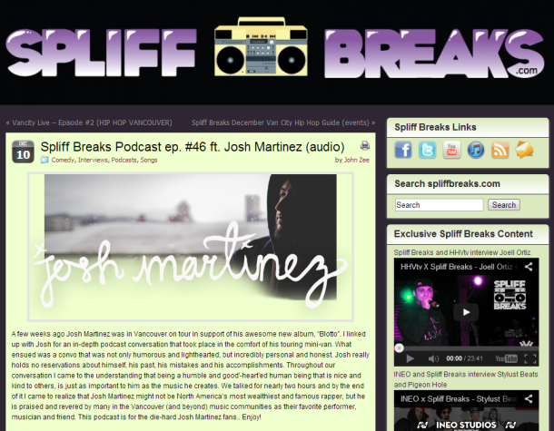 Josh Martinez extended interview on Spliff Breaks Podcast